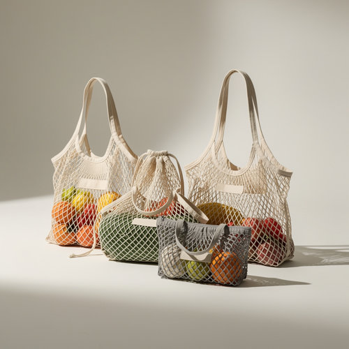 Filet à provisions — Sac-pub Filets à provisions publicitaires en maille souple avec étiquette ou bandeau personnalisable