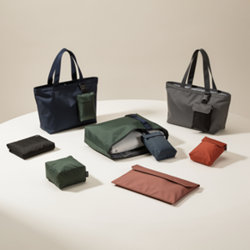 Sac pliable en étui publicitaire à personnaliser Sacs pliables en étui publicitaires en polyester fin et RPET compressible
