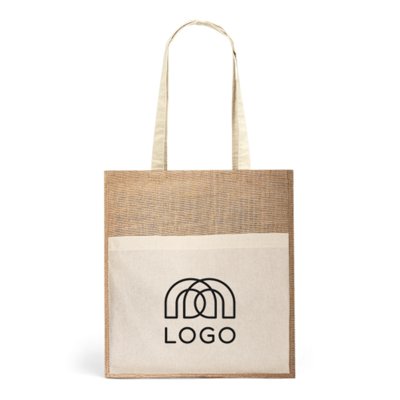 Sac en toile de jute 240 g/m² avec poche frontale en coton Cannelle