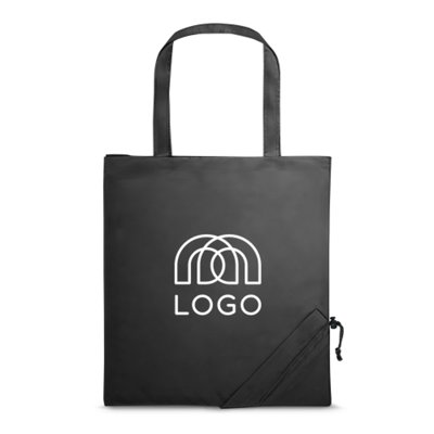 Sac-pub - Sac shopping pliable 190T avec poche de marquage Shops Sac shopping pliable 190T avec poche de marquage Shops