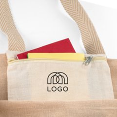 Sac-pub - Sac en juco avec poche intérieure et poignées bicolores Fenouil Sac en juco avec poche intérieure et poignées bicolores Fenouil
